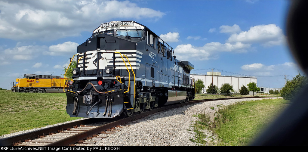 NS 4587 and UP 6312 Two Brand New Undelivered Brand New Locomotives at Wabtec Locomotive Plant Fort Worth Texas 